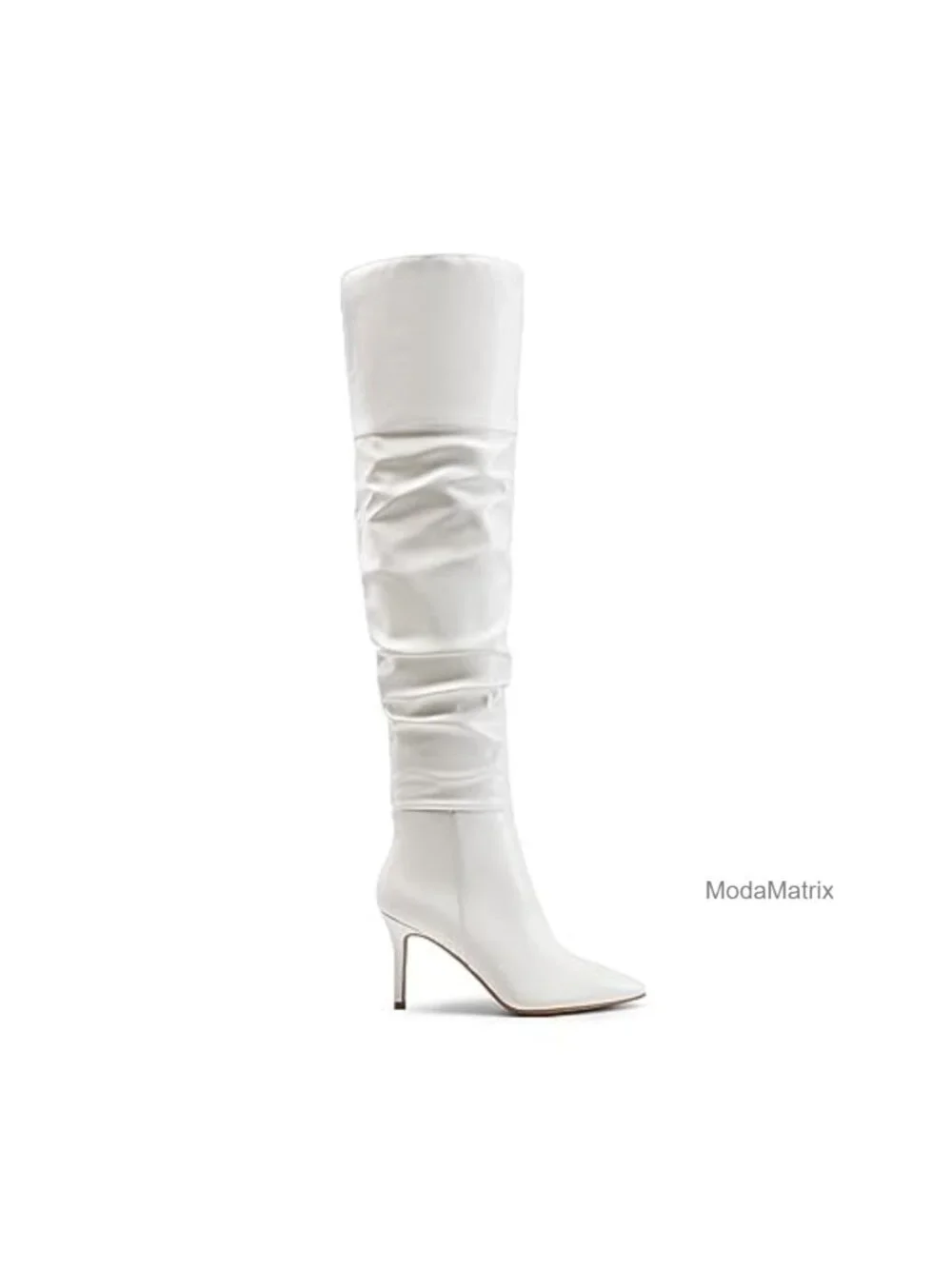 Women Over the Knee Stiletto Heeled Boots Faux Leather Pointed Toe